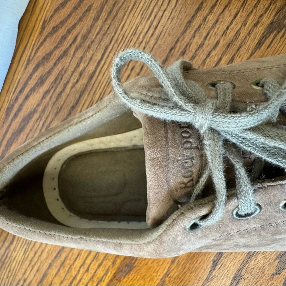Rockport Womens Taupe Nubuck Leather Walking Shoes Lace Up Sneakers 7.5 M WW413